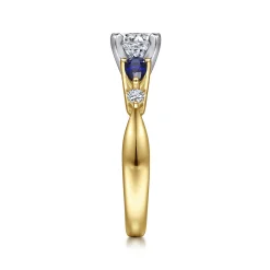 Online Gabriel & Co. Carrie - 14K White-Yellow Gold Round Five Stone Sapphire and Diamond Engagement Ring