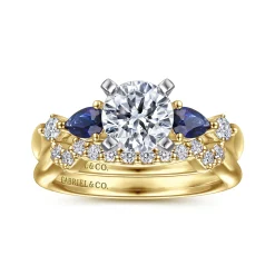 Online Gabriel & Co. Carrie - 14K White-Yellow Gold Round Five Stone Sapphire and Diamond Engagement Ring