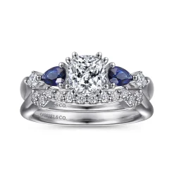 Sale Gabriel & Co. Carrie - Platinum Cushion Cut Five Stone Sapphire and Diamond Engagement Ring