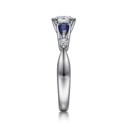 Sale Gabriel & Co. Carrie - Platinum Cushion Cut Five Stone Sapphire and Diamond Engagement Ring