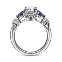 Sale Gabriel & Co. Carrie - Platinum Cushion Cut Five Stone Sapphire and Diamond Engagement Ring