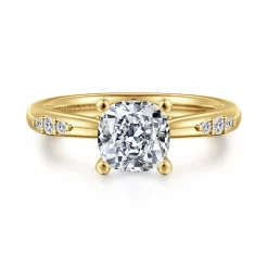 Clearance Gabriel & Co. Carroline - 14K Yellow Gold Cushion Cut Diamond Engagement Ring