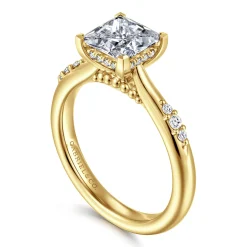 Best Gabriel & Co. Carroline - 14K Yellow Gold Princess Cut Diamond Engagement Ring