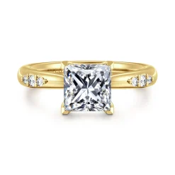 Best Gabriel & Co. Carroline - 14K Yellow Gold Princess Cut Diamond Engagement Ring