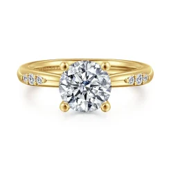 Outlet Gabriel & Co. Carroline - 14K Yellow Gold Round Diamond Engagement Ring