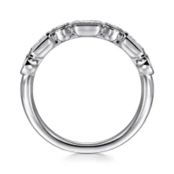 Gabriel & Co. Carson - 14K White Gold Bezel Set Emerald Cut and Round Diamond Anniversary Band - 0.75 ct
