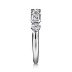 Gabriel & Co. Carson - 14K White Gold Bezel Set Emerald Cut and Round Diamond Anniversary Band - 0.75 ct