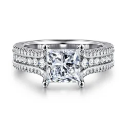 Clearance Gabriel & Co. Carver - 14K White Gold Princess Cut Diamond Channel Set Engagement Ring