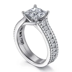 Clearance Gabriel & Co. Carver - 14K White Gold Princess Cut Diamond Channel Set Engagement Ring