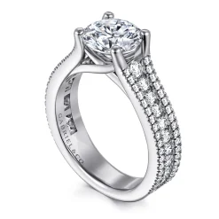 Gabriel & Co. Carver - 14K White Gold Round Diamond Channel Set Engagement Ring