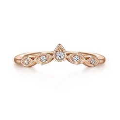 Hot Gabriel & Co. Cary - Vintage Inspired 14K Rose Gold Curved Gold Diamond Anniversary Band - 0.07 ct