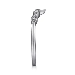 New Gabriel & Co. Cary - Vintage Inspired 14K White Gold Curved Gold Diamond Anniversary Band - 0.07 ct