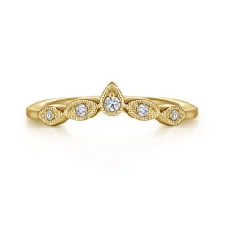 Discount Gabriel & Co. Cary - Vintage Inspired 14K Yellow Gold Curved Gold Diamond Anniversary Band - 0.07 ct