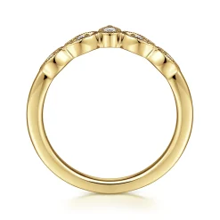 Discount Gabriel & Co. Cary - Vintage Inspired 14K Yellow Gold Curved Gold Diamond Anniversary Band - 0.07 ct