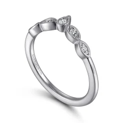 Clearance Gabriel & Co. Cary - Vintage Inspired Platinum Curved Gold Diamond Anniversary Band - 0.07 ct