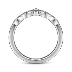 Clearance Gabriel & Co. Cary - Vintage Inspired Platinum Curved Gold Diamond Anniversary Band - 0.07 ct