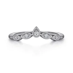 Clearance Gabriel & Co. Cary - Vintage Inspired Platinum Curved Gold Diamond Anniversary Band - 0.07 ct