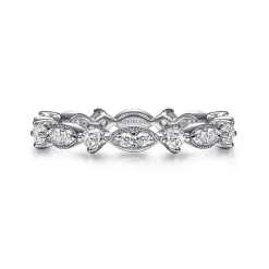Best Gabriel & Co. Casena - Vintage Inspired 14K White Gold Marquise and Round Station Diamond Eternity Band - 0.5 ct