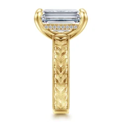 Discount Gabriel & Co. Caspia - Vintage Inspired 14K Yellow Gold Emerald Cut Diamond Engagement Ring
