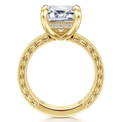 Discount Gabriel & Co. Caspia - Vintage Inspired 14K Yellow Gold Emerald Cut Diamond Engagement Ring