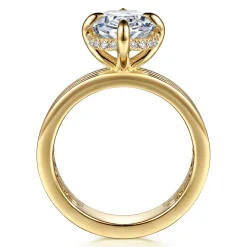 Best Gabriel & Co. Cassandra - 14K Yellow Gold Compass Prong Elongate Cushion Diamond Engagement Ring