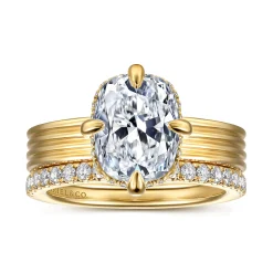 Best Gabriel & Co. Cassandra - 14K Yellow Gold Compass Prong Elongate Cushion Diamond Engagement Ring