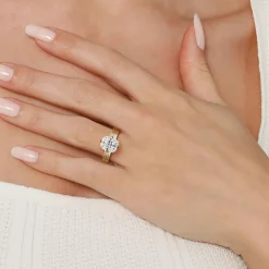 Best Gabriel & Co. Cassandra - 14K Yellow Gold Compass Prong Elongate Cushion Diamond Engagement Ring