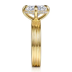Best Gabriel & Co. Cassandra - 14K Yellow Gold Compass Prong Elongate Cushion Diamond Engagement Ring