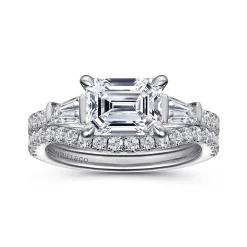 Gabriel & Co. Cassidy - 14K White Gold Emerald Cut Three Stone Diamond Engagement Ring