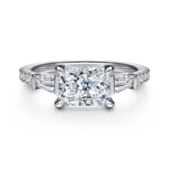 Gabriel & Co. Cassidy - 14K White Gold Radiant Cut Three Stone Diamond Engagement Ring