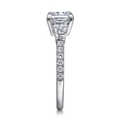 Gabriel & Co. Cassidy - 14K White Gold Radiant Cut Three Stone Diamond Engagement Ring