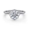 New Gabriel & Co. Cassi - 14K White Gold Bezel Prong Round Diamond Engagement Ring