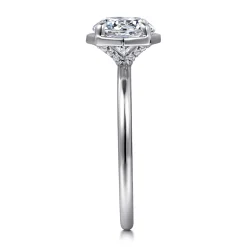 New Gabriel & Co. Cassi - 14K White Gold Bezel Prong Round Diamond Engagement Ring