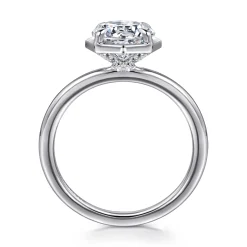 New Gabriel & Co. Cassi - 14K White Gold Bezel Prong Round Diamond Engagement Ring