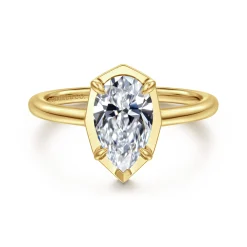 Discount Gabriel & Co. Cassi - 14K Yel+D74low Gold Bezel Prong Pear Shape Diamond Engagement Ring