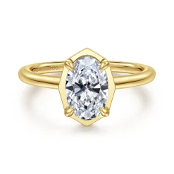 Gabriel & Co. Cassi - 14K Yellow Gold Bezel Prong Oval Diamond Engagement Ring