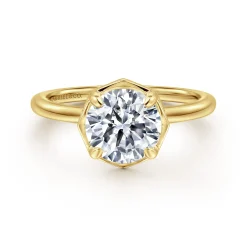 Hot Gabriel & Co. Cassi - 14K Yellow Gold Bezel Prong Round Diamond Engagement Ring