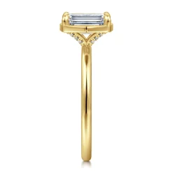 Gabriel & Co. Cassi - 14K Yellow Gold Bezel Prong Emerald Cut Diamond Engagement Ring