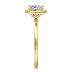 Best Gabriel & Co. Cassi - 14K Yellow Gold Bezel Prong Cushion Cut Diamond Engagement Ring