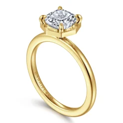 Best Gabriel & Co. Cassi - 14K Yellow Gold Bezel Prong Cushion Cut Diamond Engagement Ring