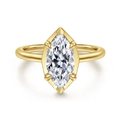 Sale Gabriel & Co. Cassi - 14K Yellow Gold Bezel Prong Marquise Shape Diamond Engagement Ring