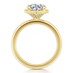 Discount Gabriel & Co. Cassi - 14K Yellow Gold Bezel Prong Round Diamond Engagement Ring