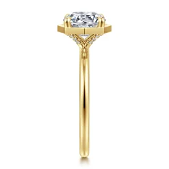 Discount Gabriel & Co. Cassi - 14K Yellow Gold Bezel Prong Round Diamond Engagement Ring