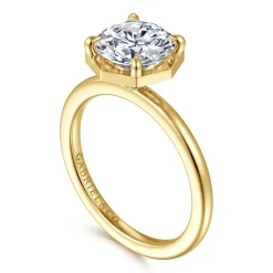 Discount Gabriel & Co. Cassi - 14K Yellow Gold Bezel Prong Round Diamond Engagement Ring