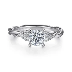 Best Gabriel & Co. Catalina - 14K White Gold Round Twisted Diamond Engagement Ring