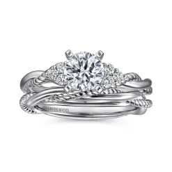 Best Gabriel & Co. Catalina - 14K White Gold Round Twisted Diamond Engagement Ring