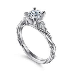 Best Gabriel & Co. Catalina - 14K White Gold Round Twisted Diamond Engagement Ring