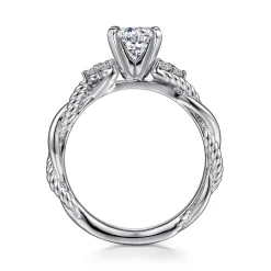 Best Gabriel & Co. Catalina - 14K White Gold Round Twisted Diamond Engagement Ring
