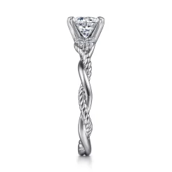 Best Gabriel & Co. Catalina - 14K White Gold Round Twisted Diamond Engagement Ring