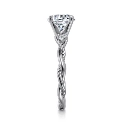 Clearance Gabriel & Co. Catalina - 14K White Gold Twisted Round Diamond Engagement Ring